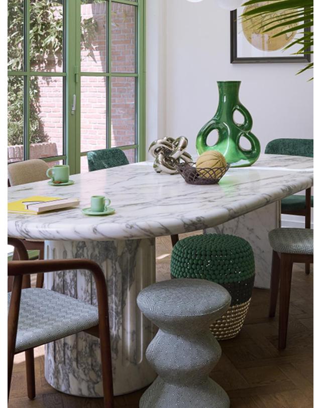 폴스포텐 Stripe dot stool _Green Combi 착용컷