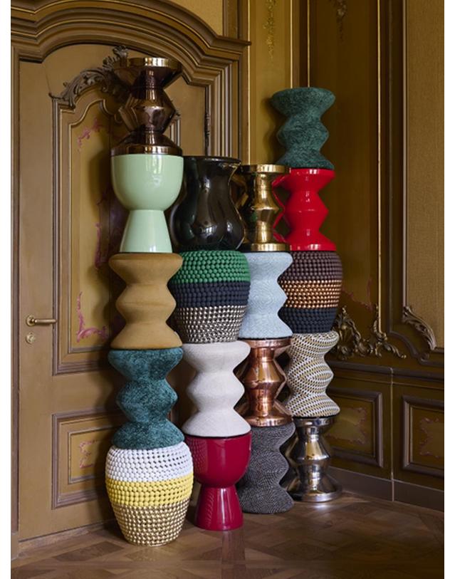 폴스포텐 Stripe dot stool _Green Combi 착용컷