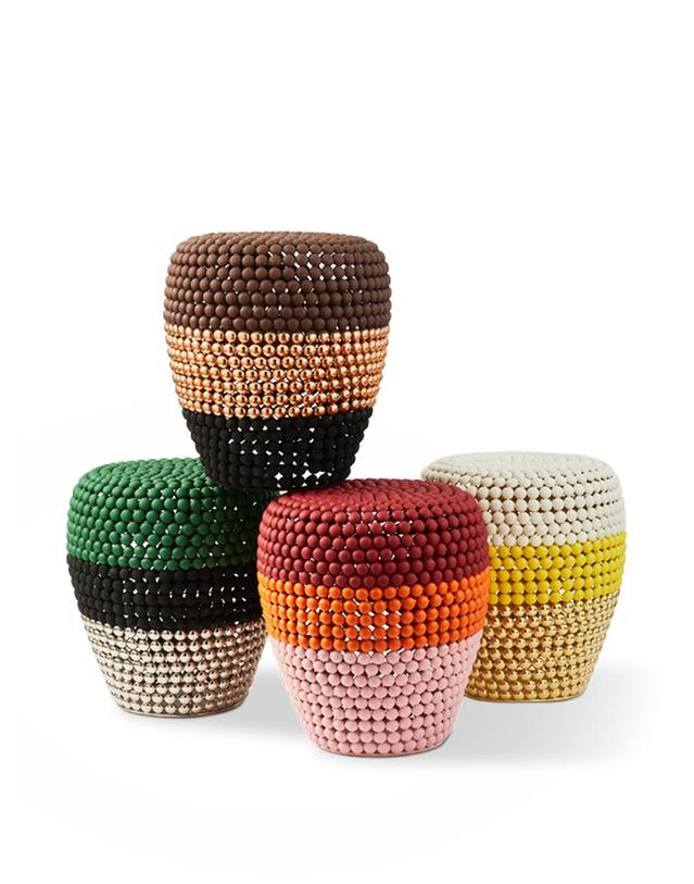 폴스포텐 Stripe dot stool _Red Combi 착용컷