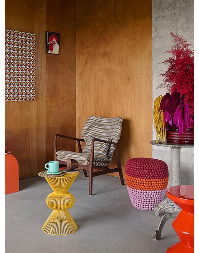 폴스포텐 Stripe dot stool _Red Combi 착용컷