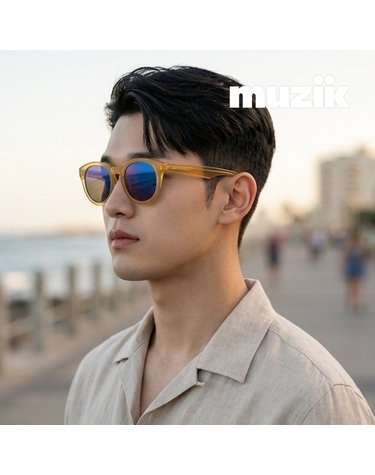 뮤지크 FUNKYSOUL 10 BLU 펑키 소울 라운드 뿔테 미러 프랑스 패션 선글라스
