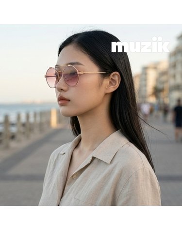 뮤지크 HAMOND G 하몬드 다각형 메탈 보잉 오버 플랫 미러 패션 선글라스