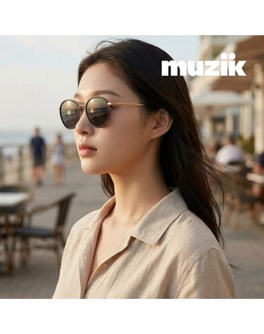 뮤지크 JIGGY 01 G 지기 라운드 보잉 오버 티타늄 패션 선글라스