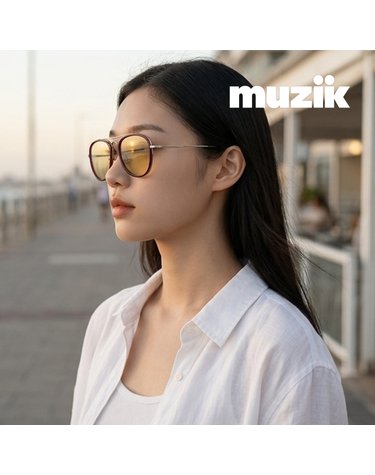 뮤지크 SHUFFLE 18 S 셔플 라운드 보잉 오버 경량성 틴트 패션 선글라스