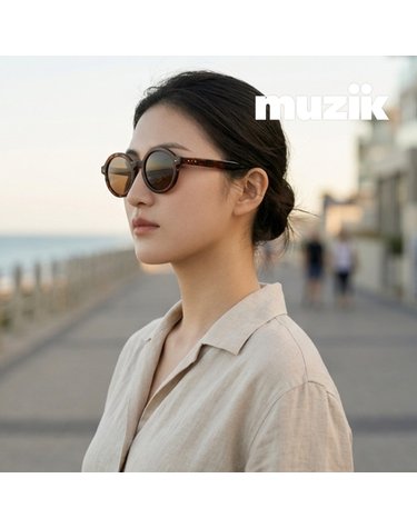 뮤지크 WOOGIE 03 우기 라운드 뿔테 오버 레트로 프랑스 패션 선글라스