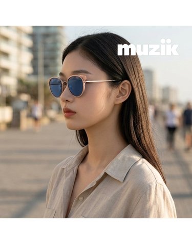 뮤지크 WYCH 05 S 위치 캣아이 라운드 보잉 오버 티타늄 패션 선글라스