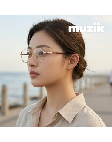 뮤지크 M90S G 라운드 긱시크 미나권 콜라보 메탈 패션안경테