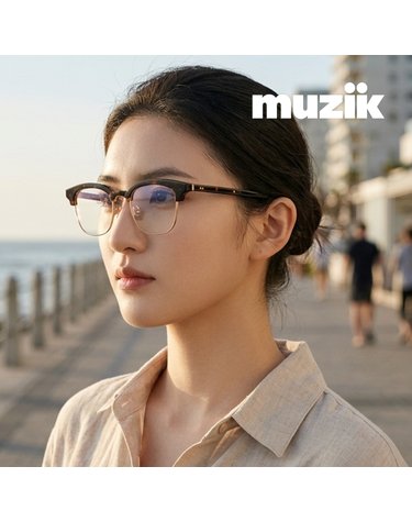 뮤지크 UNDERBILLOW 03 언더빌로우 스퀘어 하금테 콤비 뿔테 패션안경테