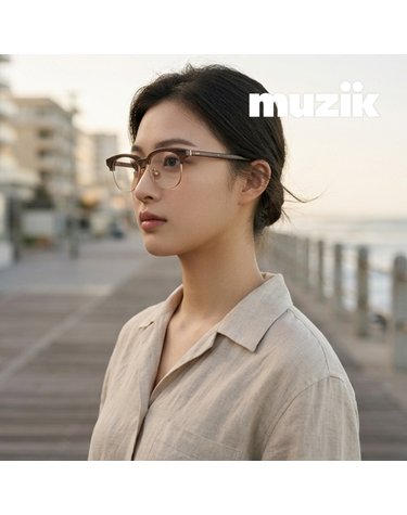 뮤지크 UNDERBILLOW 37 언더빌로우 스퀘어 하금테 콤비 뿔테 패션안경테