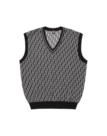 로고 패턴 울 베스트_BMSW4ZIO03_BK