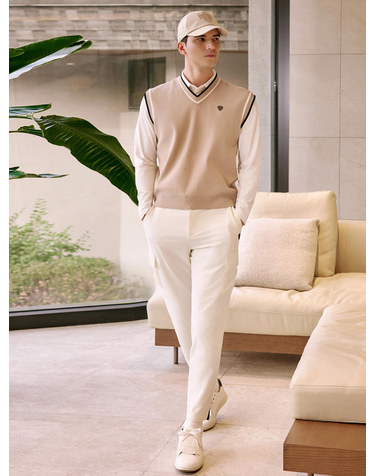 칼라배색 브이넥 니트베스트 (MEN)_PMSW6B0001_I2