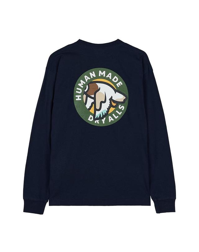 휴먼메이드 [휴먼메이드] FW25 남성 그래픽 롱슬리브 티셔츠 HM30CS045 NAVY 착용컷
