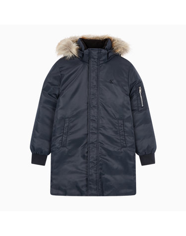 FUR HOOD STRAIGHT LONG PARKA Black_CKJ4C4O4010
