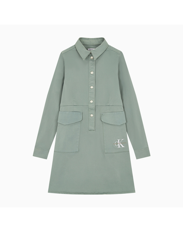캘빈클라인 키즈 캘빈클라인키즈 CLEAN UTILITY LS SHIRT DRESS Meteor Green_CKJ4C3D1001 착용컷