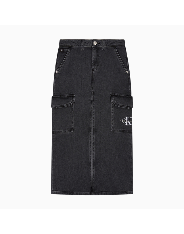 캘빈클라인 키즈 캘빈클라인키즈 MAXI DENIM SKIRT Charcoal Grey Rgd_CKJ4C3M5001 착용컷