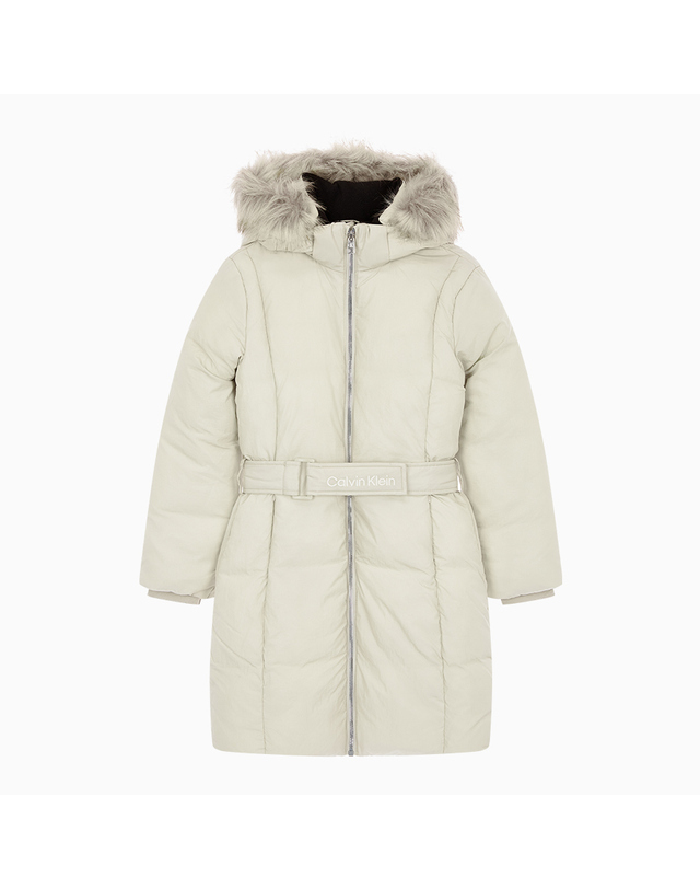 캘빈클라인 키즈 캘빈클라인키즈 CLASSIC BELTED FUR COAT Light Beige_CKJ4C4O4013 착용컷