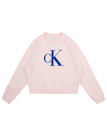 STRIPE CK SWEATER Turtledove/ Chalk Pink Stripe