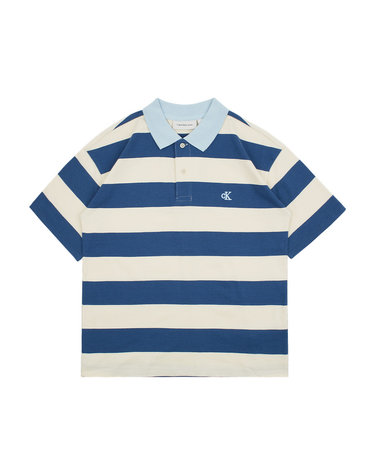STRIPED RELAXED SS POLO Ensign Blue / Turtledove Stripes