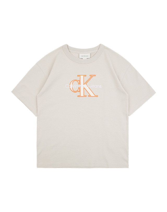 캘빈클라인 키즈 캘빈클라인키즈 OUTLINED FLEECE MONO T-SHIRT Chateau Gray 착용컷
