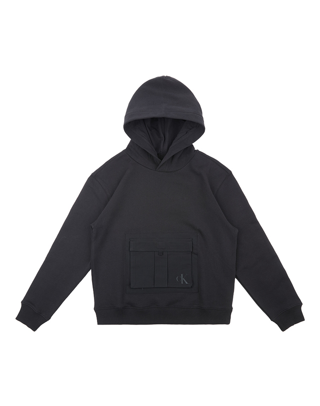 캘빈클라인 키즈 캘빈클라인키즈 CONTRAST POCKET HOODIE Ck Black 착용컷