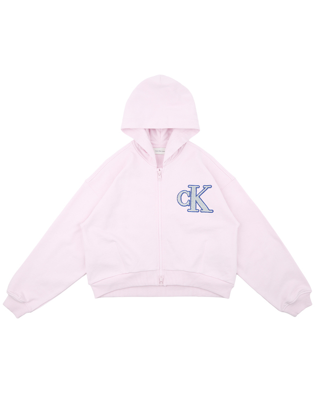캘빈클라인 키즈 캘빈클라인키즈 CK LOGO TERRY ZIP THROUGH Light Lilac 착용컷
