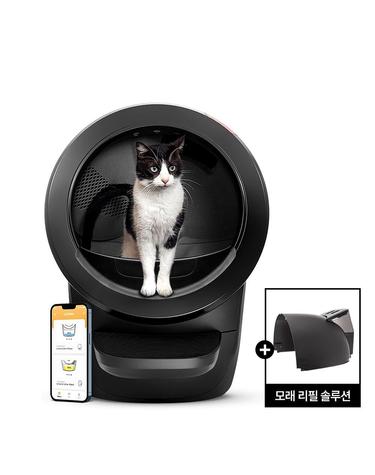 [S] [리터로봇] [Hopper Package] 리터로봇 4 고양이 자동 화장실(블랙)+리터호퍼 모래 자동 리필 솔루션