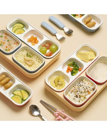 [보리보리]  자기주도 실리콘 흡착 5구 식판 이유식 식기 유아식판