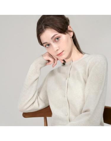 라운드 니트 가디건 오트밀 BRC723 (CASHMERE 10% WOOL 90%)
