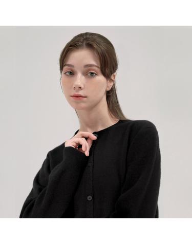 베이직 라운드 니트 가디건 블랙 BRC721 (CASHMERE 10% WOOL 90%)