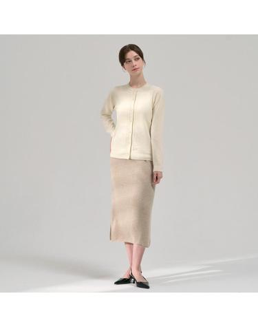 홀가먼트 롱 니트 슬릿 스커트 베이지 WLS541 (CASHMERE 30% WOOL 70%)