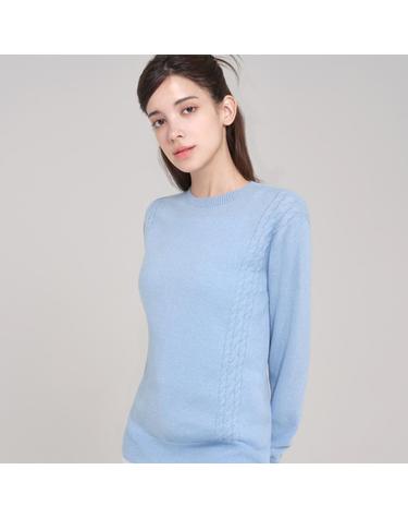 프린세스 라인 케이블(사이드 케이블) 라운드 풀오버 블루 FP502 (CASHMERE 30% WOOL 70%)