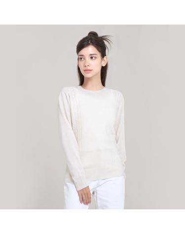 프린세스 라인 케이블(사이드 케이블) 라운드 풀오버 아이보리 FP501 (CASHMERE 30% WOOL 70%)