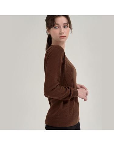 피셔맨 브이넥 스웨터 브라운 FFV513 (CASHMERE 30% WOOL 70%)