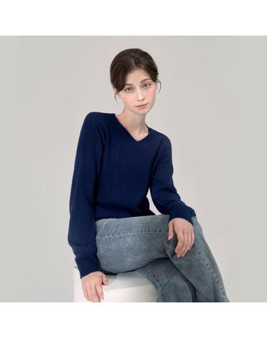 피셔맨 브이넥 스웨터 네이비 FFV512 (CASHMERE 30% WOOL 70%)