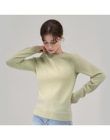 베이직 라운드 넥 풀오버 라이트그린 BRF705 (CASHMERE 10% WOOL 90%)