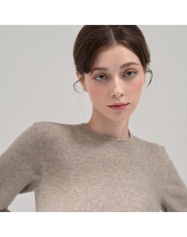 베이직 라운드 넥 풀오버 애쉬 베이지 BRF702(CASHMERE 10% WOOL 90%)