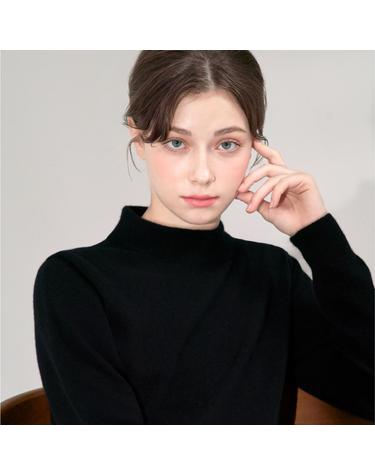 베이직 터틀넥 풀 오버 블랙 BTF711 (CASHMERE 10% WOOL 90%)