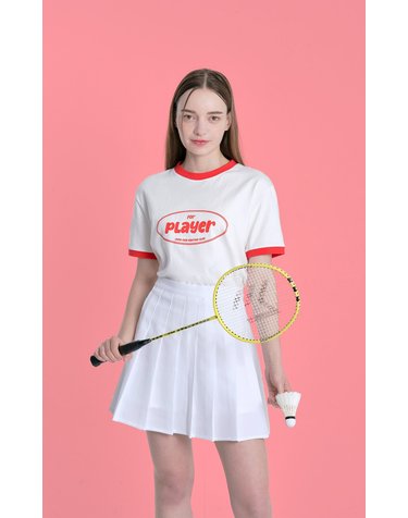 메스타리 배드민턴 PLAYER RING-T 배색 밴딩 반팔티 화이트 CT3008