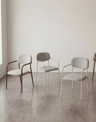 아치 암체어 고급 패브릭 편한 식탁의자 인테리어 철제 카페 의자