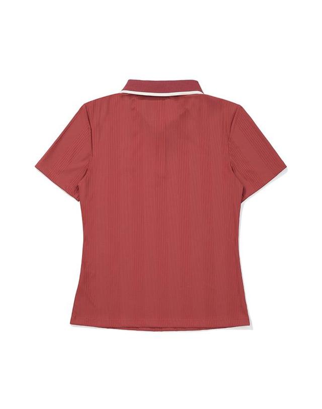 말본골프 [밀라코/국내발송] 말본골프 카밀라 집업 폴로 셔츠 WINE M5112LTS36WIN 착용컷