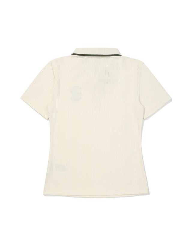 말본골프 [밀라코/국내발송] 말본골프 카밀라 집업 폴로 셔츠 IVORY M5112LTS36IVY 착용컷