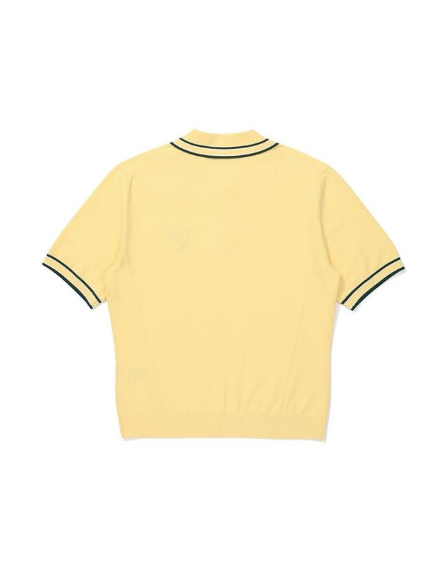 말본골프 [밀라코/국내발송] 말본골프 컬러 팁 카라 하프슬리브 니트 YELLOW M5322PKT12YEL 착용컷