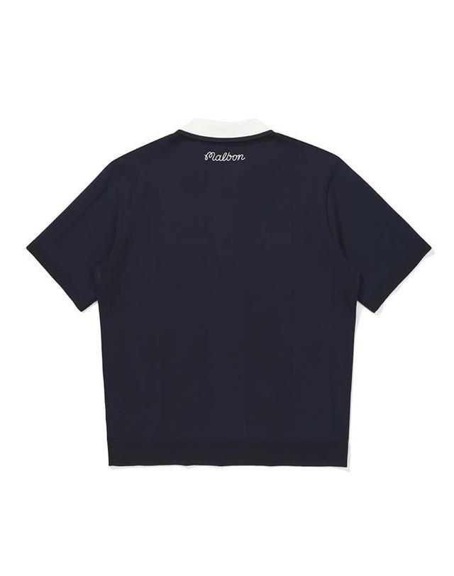 말본골프 [밀라코/국내발송] 말본골프 에센셜 반팔 폴로 니트티셔츠 NAVY M5321PKT03NVY 착용컷