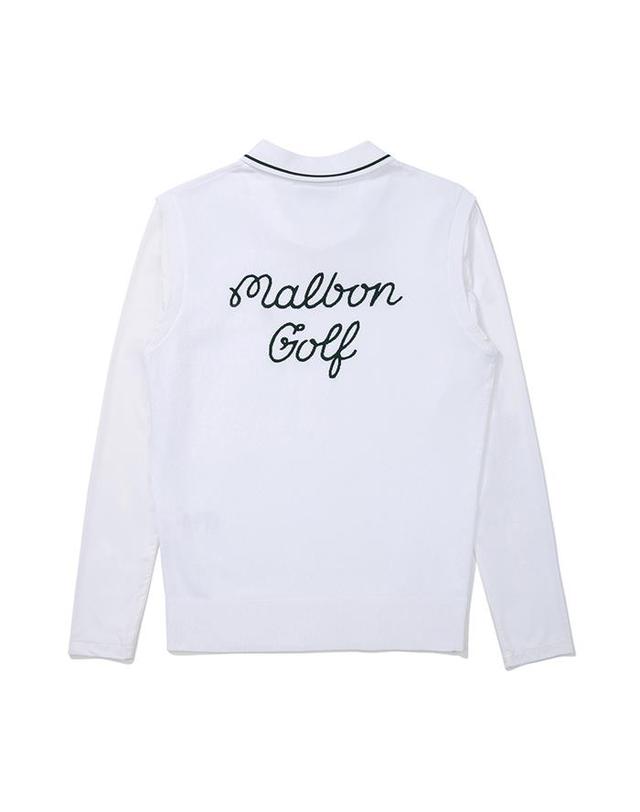 말본골프 [밀라코/국내발송] 말본골프 니트 하이브리드 긴팔 폴로셔츠 OFF WHITE M5222PKT33OWT 착용컷