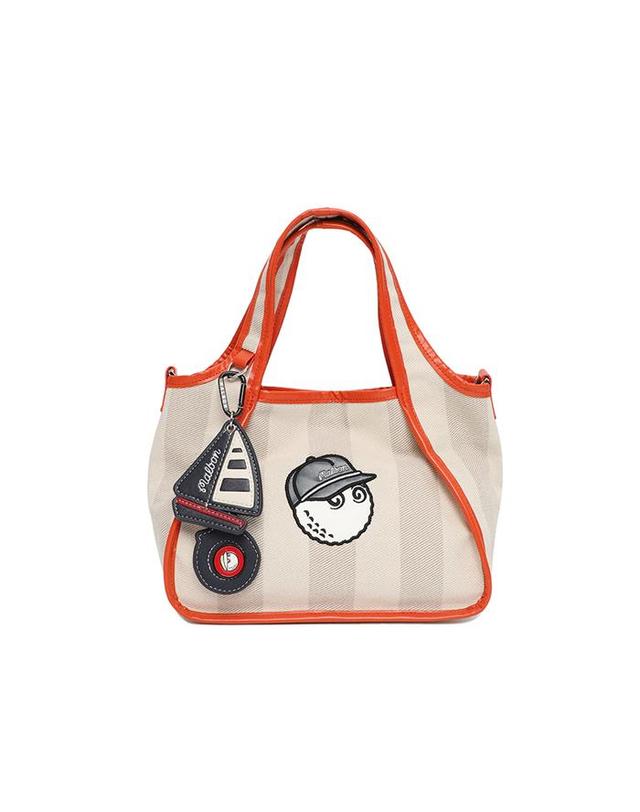 말본골프 [밀라코/국내발송] 말본 스트라이프 패턴 트월 토트백 ORANGE M6142PBG12ORG 착용컷