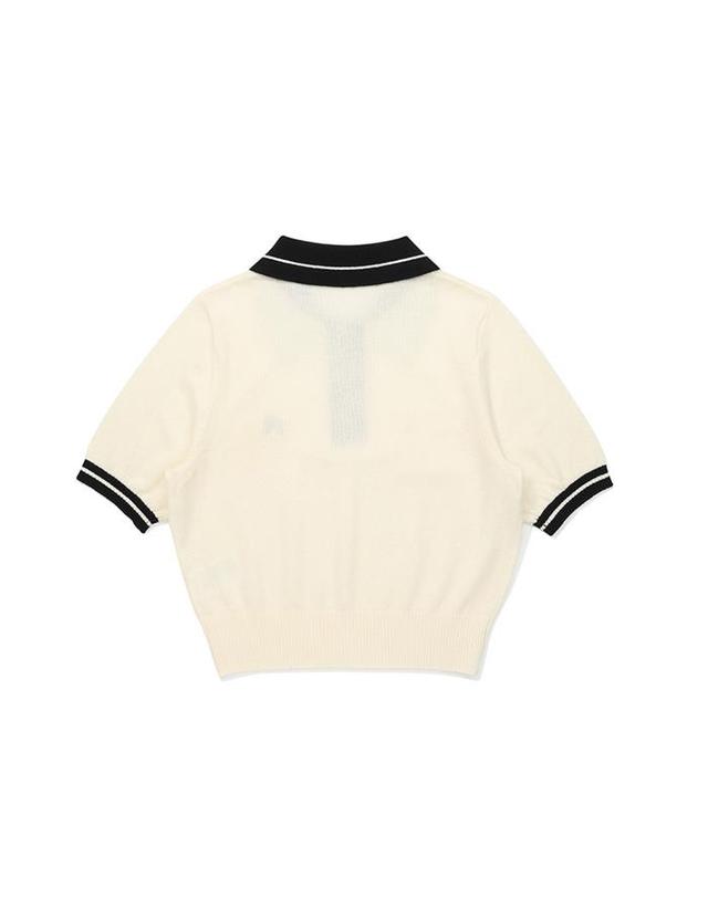 말본골프 [밀라코/국내발송] 말본 미카일라 니트 폴로 CREAM M5312LKT31CRM 착용컷