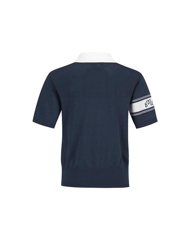 말본골프 [밀라코/국내발송] 말본 스카시 니트 반팔 폴로 스웨터 NAVY M6222PKT51NVY 착용컷