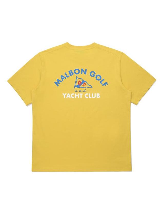 말본골프 [밀라코/국내발송] 말본 YACHT CLUB 유니 라운드 티셔츠 YELLOW M6123PRS02YEL 착용컷