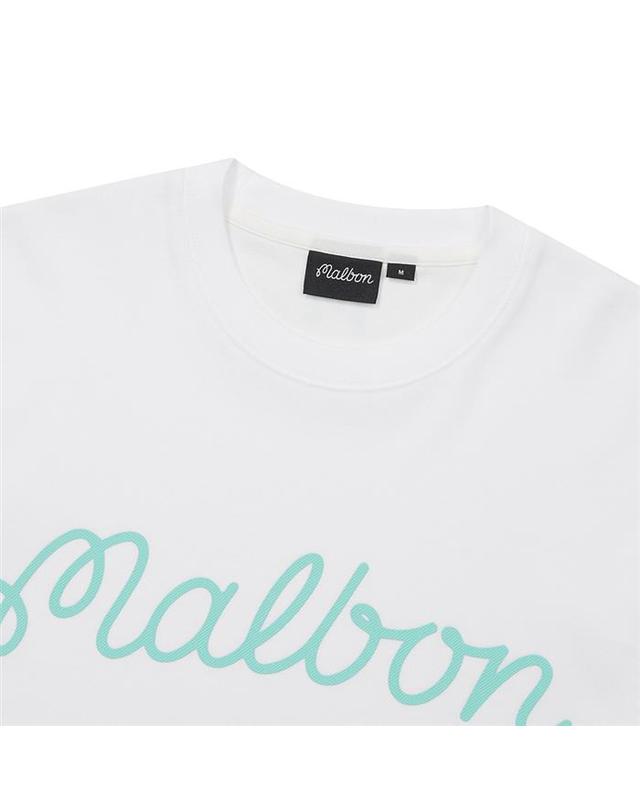 말본골프 [밀라코/국내발송] 말본 스크립트 유니 라운드 티셔츠 OFF WHITE M6123PRS80OWT 착용컷