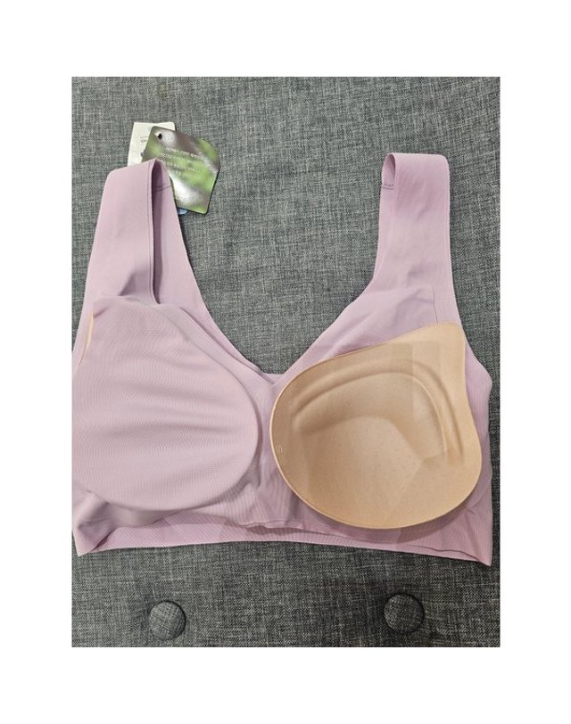 원더브라 wonderbra [갤러리아] 바이올렛 쉘론 심리스 무봉제 V넥 브라탑[펠리쉘] PSWBR2N11T 착용컷